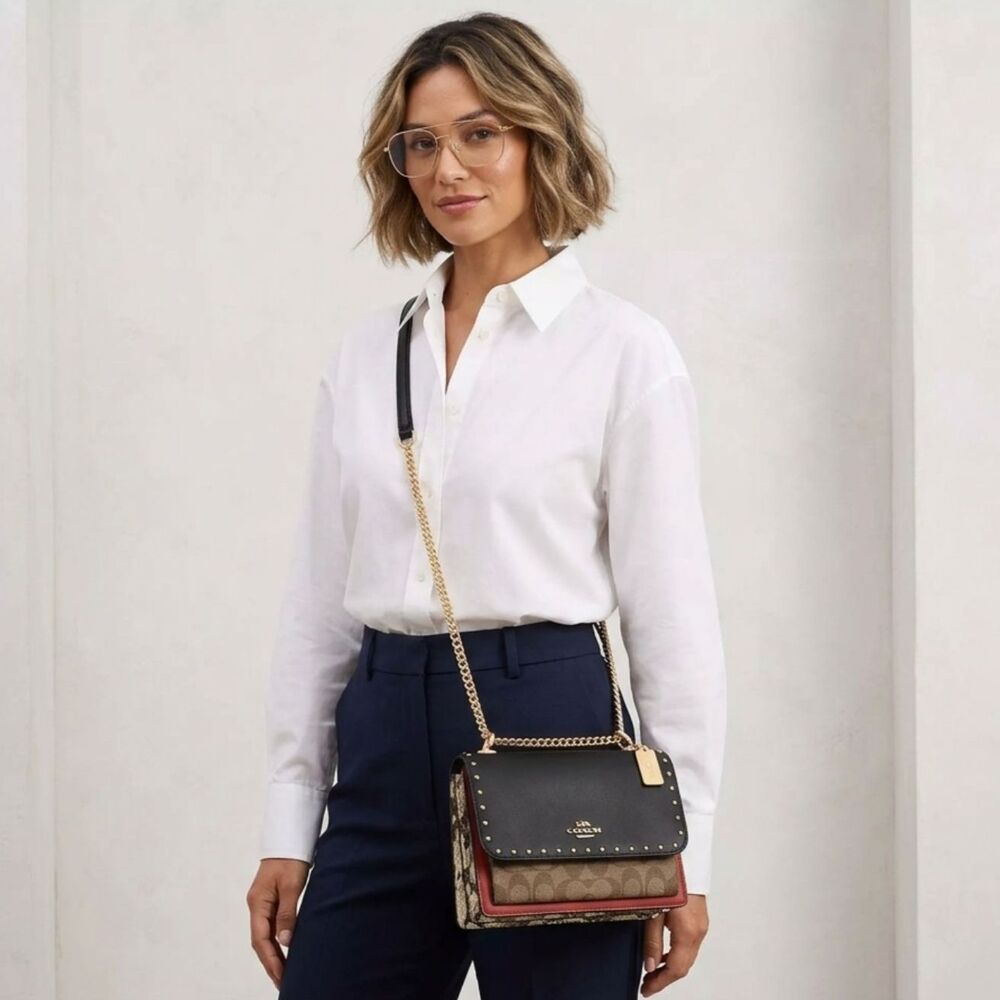 Coach Klare Crossbody Bag In Signature Canvas With Rivets EUC
